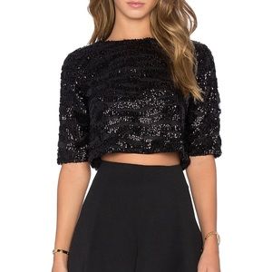 Lucy Paris black sequin crop